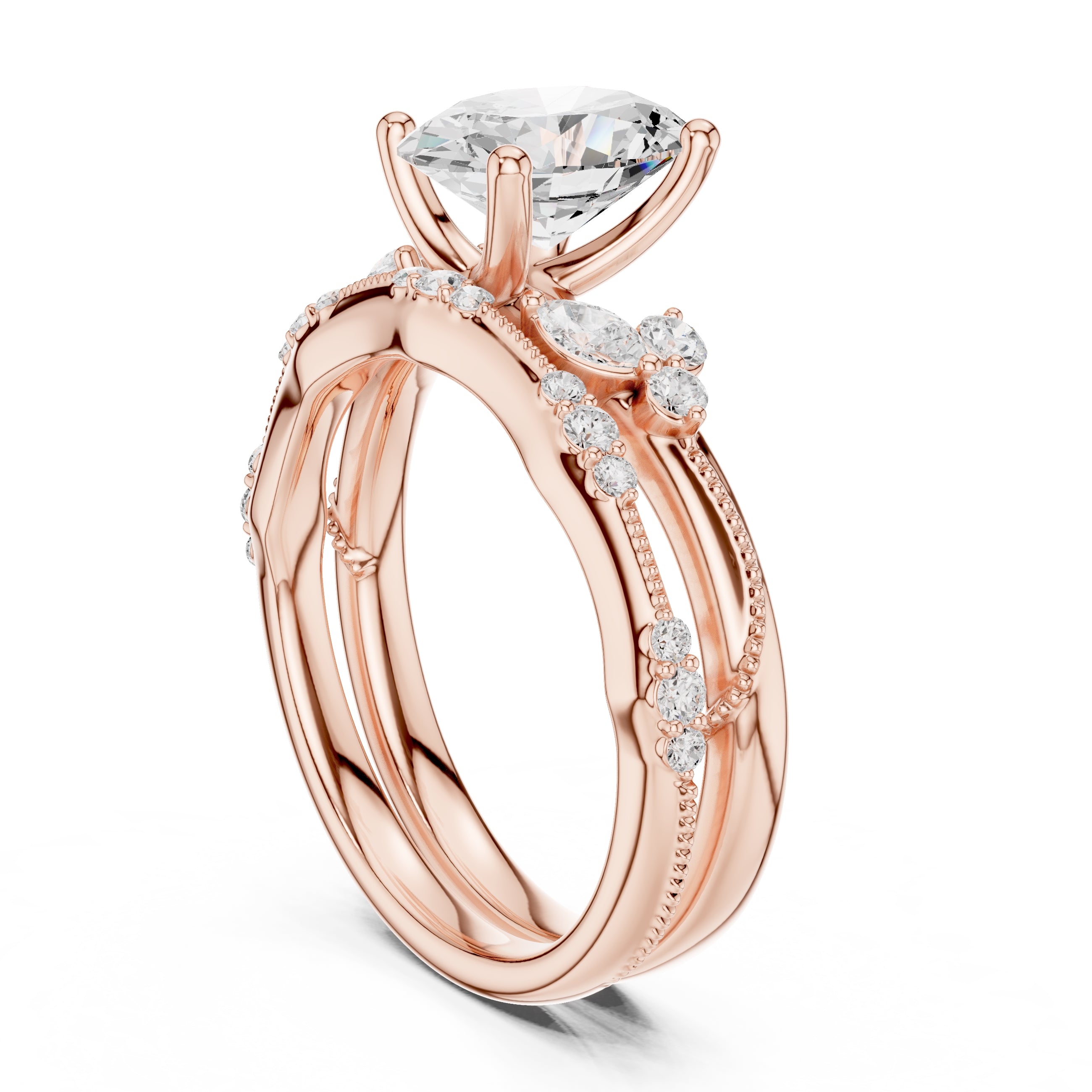 2.00 ct Zenith Cluster Engagement Ring 2ct Rose Gold Oval
