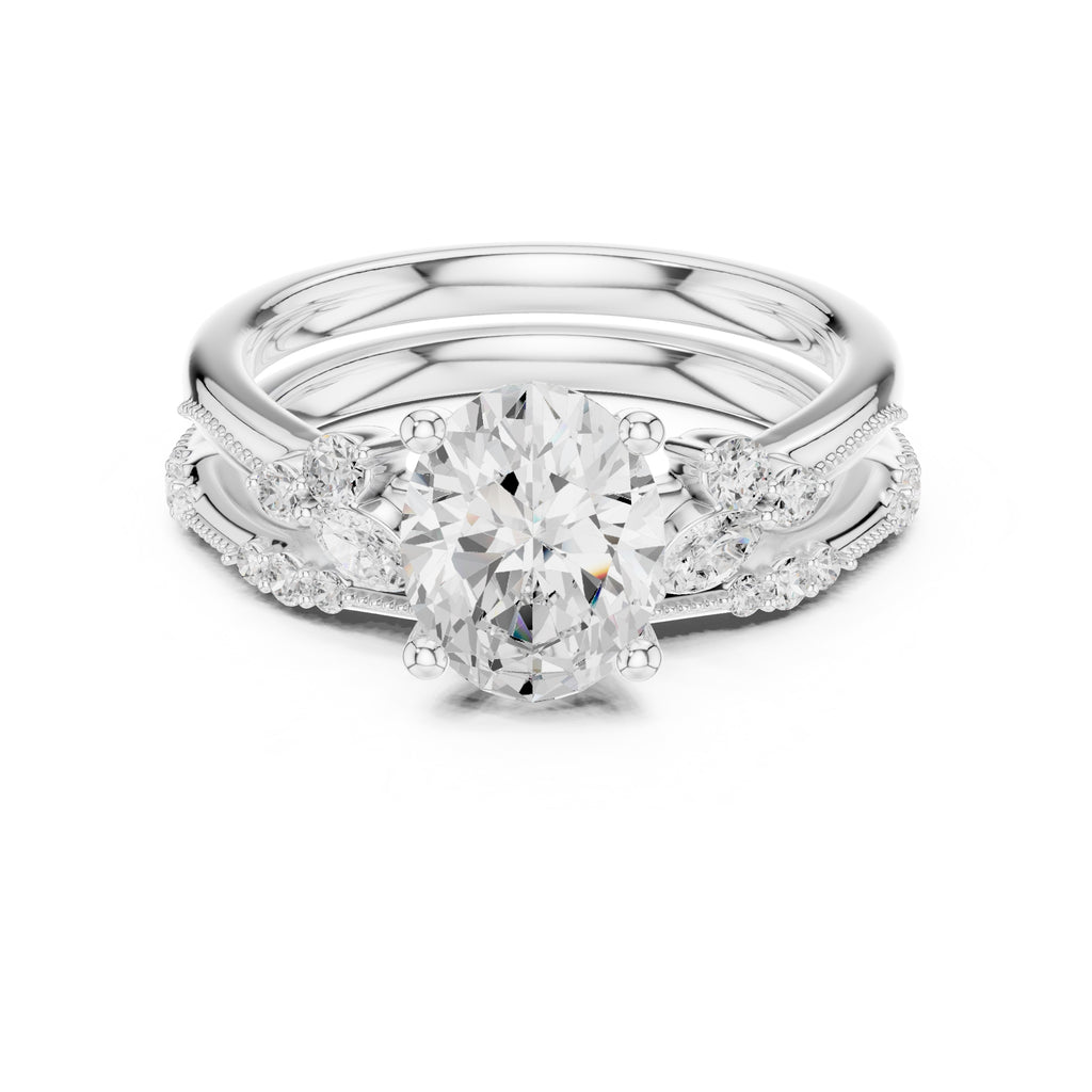2.00 ct Zenith Cluster Engagement Ring 2ct White Gold Oval
