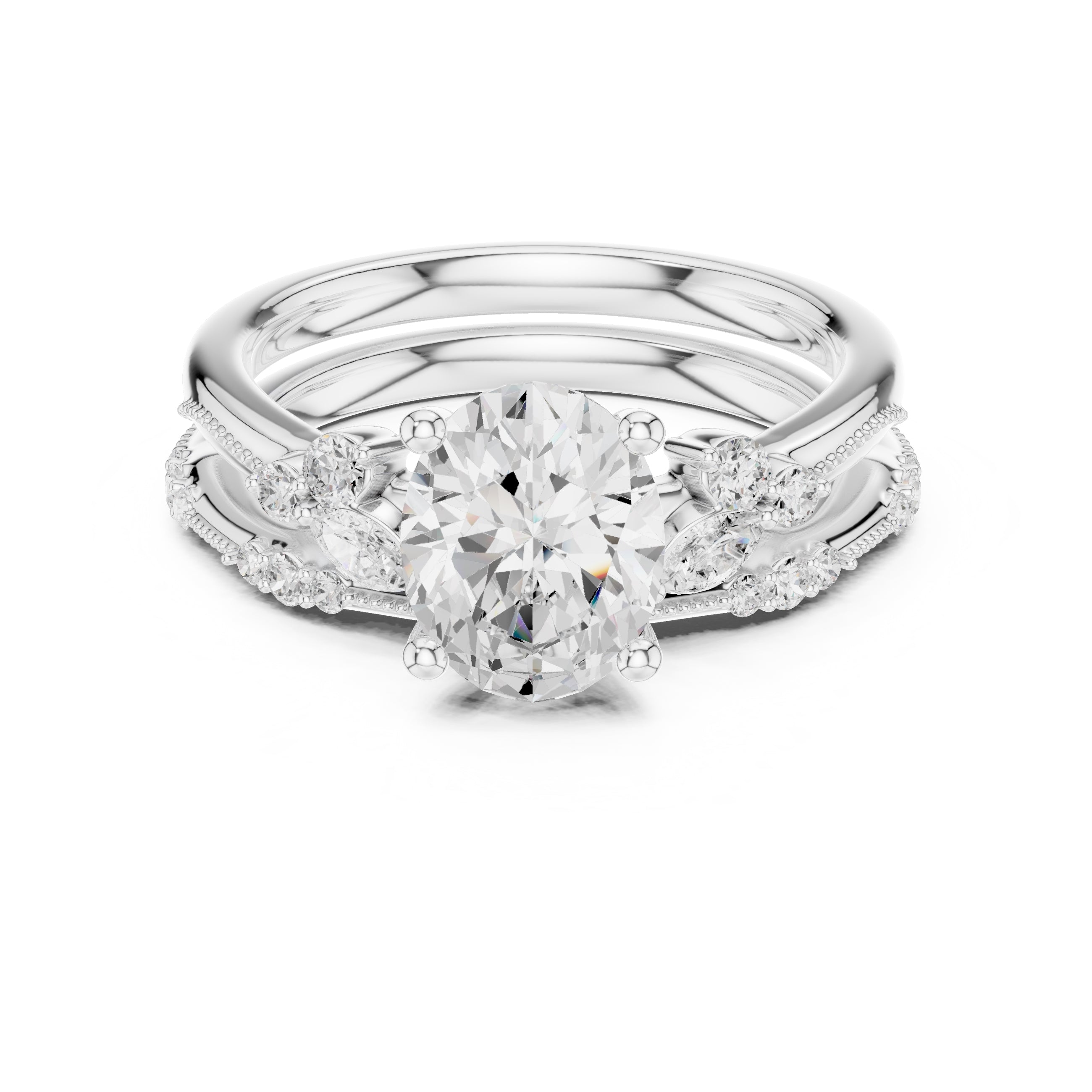 2.00 ct Zenith Cluster Engagement Ring 2ct White Gold Oval