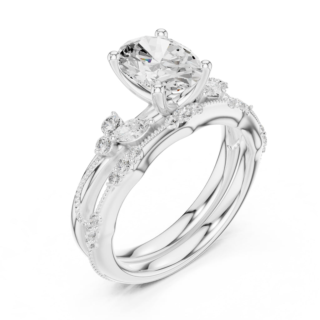 2.00 ct Zenith Cluster Engagement Ring 2ct White Gold Oval