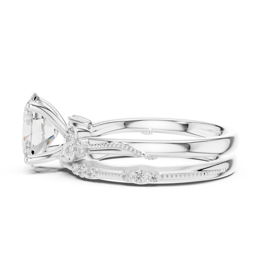 2.00 ct Zenith Cluster Engagement Ring 2ct White Gold Oval