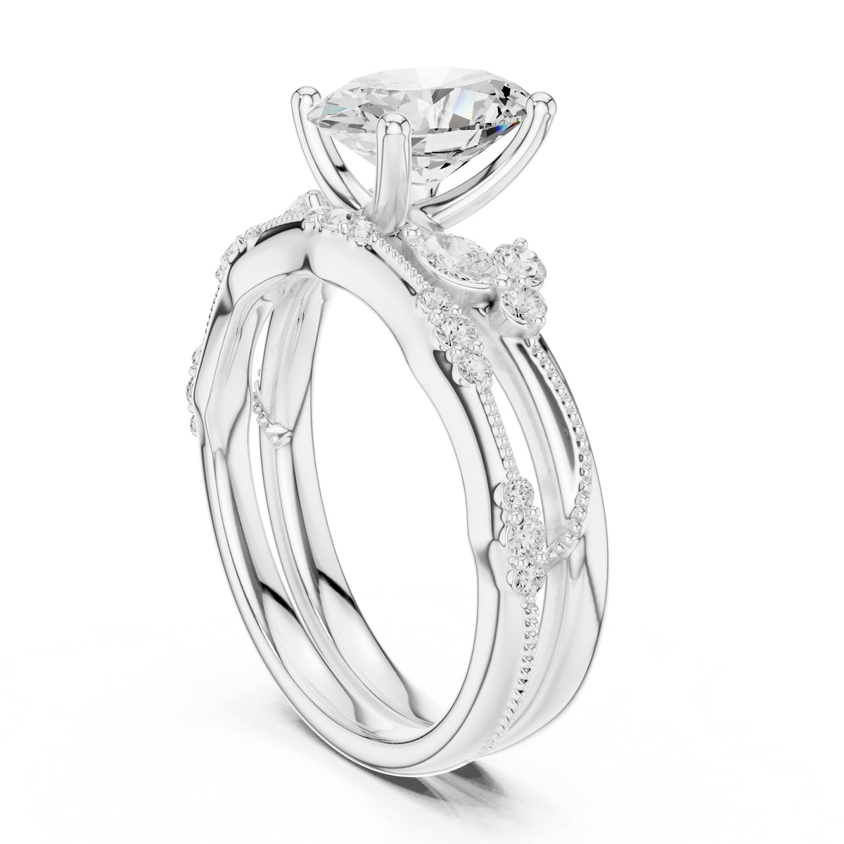2.00 ct Zenith Cluster Engagement Ring 2ct White Gold Oval
