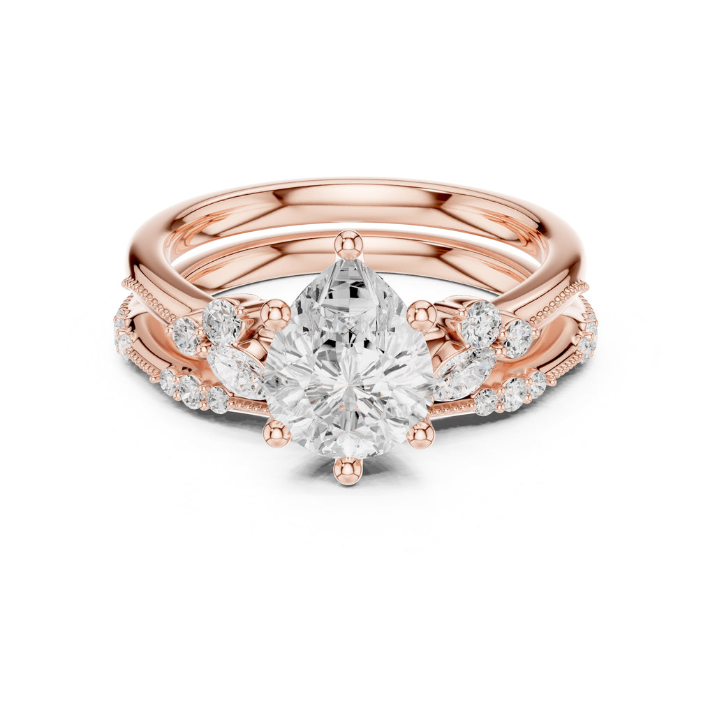2.00 ct Zenith Cluster Engagement Ring 2ct Rose Gold Pear