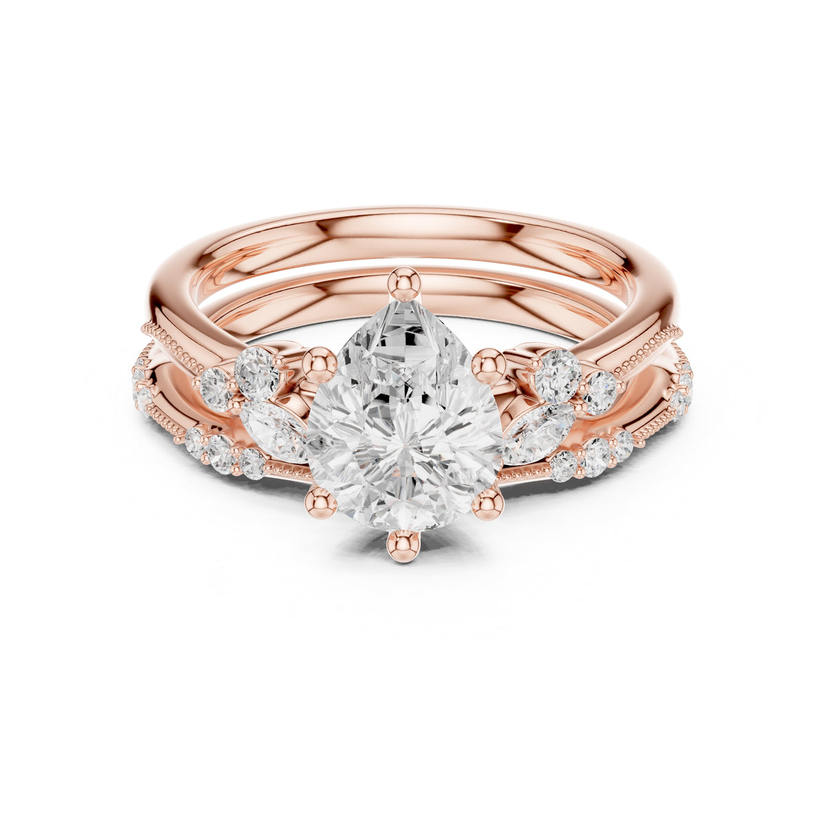 2.00 ct Zenith Cluster Engagement Ring 2ct Rose Gold Pear