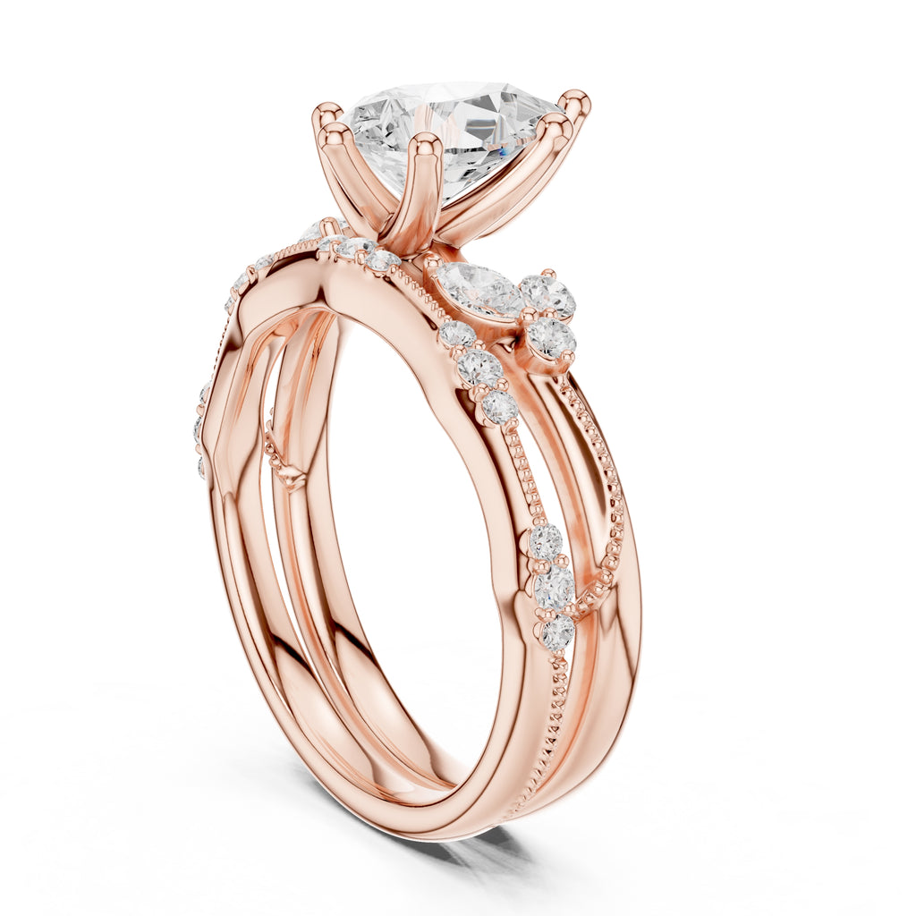 2.00 ct Zenith Cluster Engagement Ring 2ct Rose Gold Pear