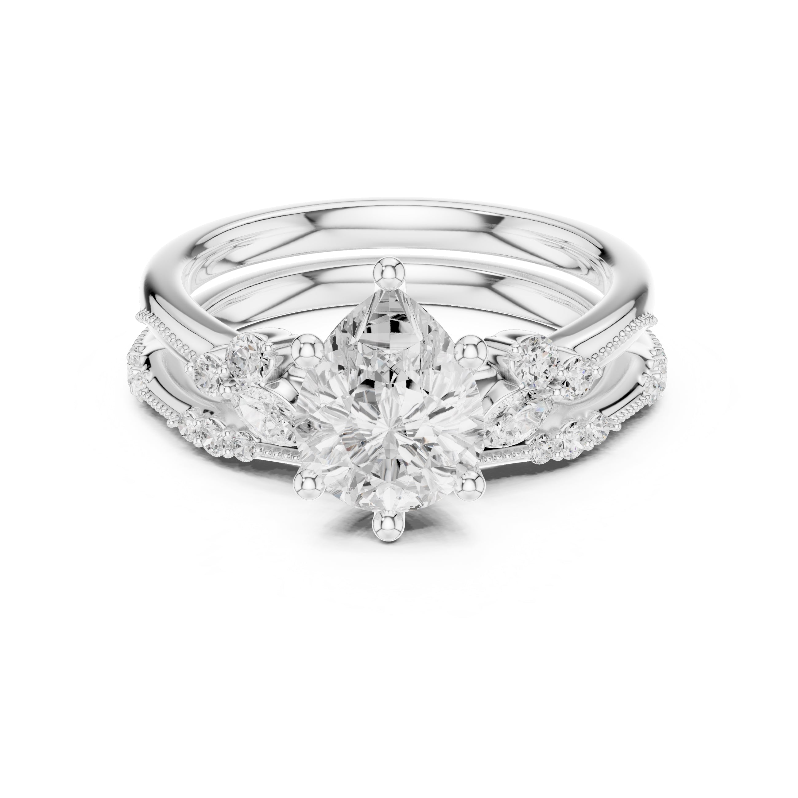 2.00 ct Zenith Cluster Engagement Ring 2ct White Gold Pear