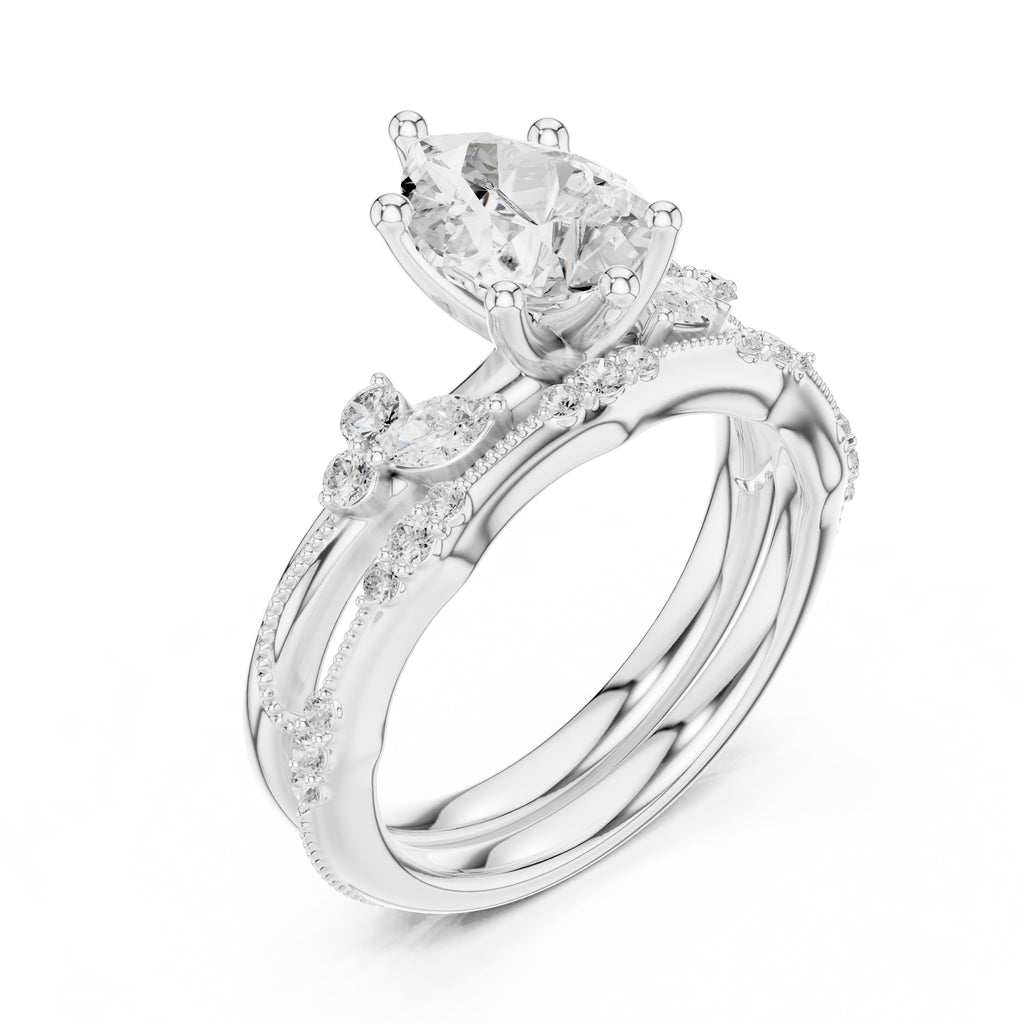 2.00 ct Zenith Cluster Engagement Ring 2ct White Gold Pear