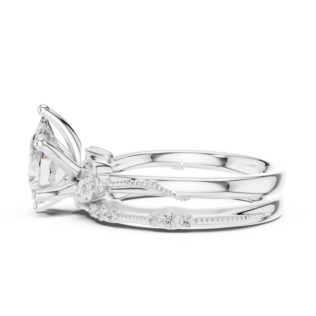 2.00 ct Zenith Cluster Engagement Ring 2ct White Gold Pear
