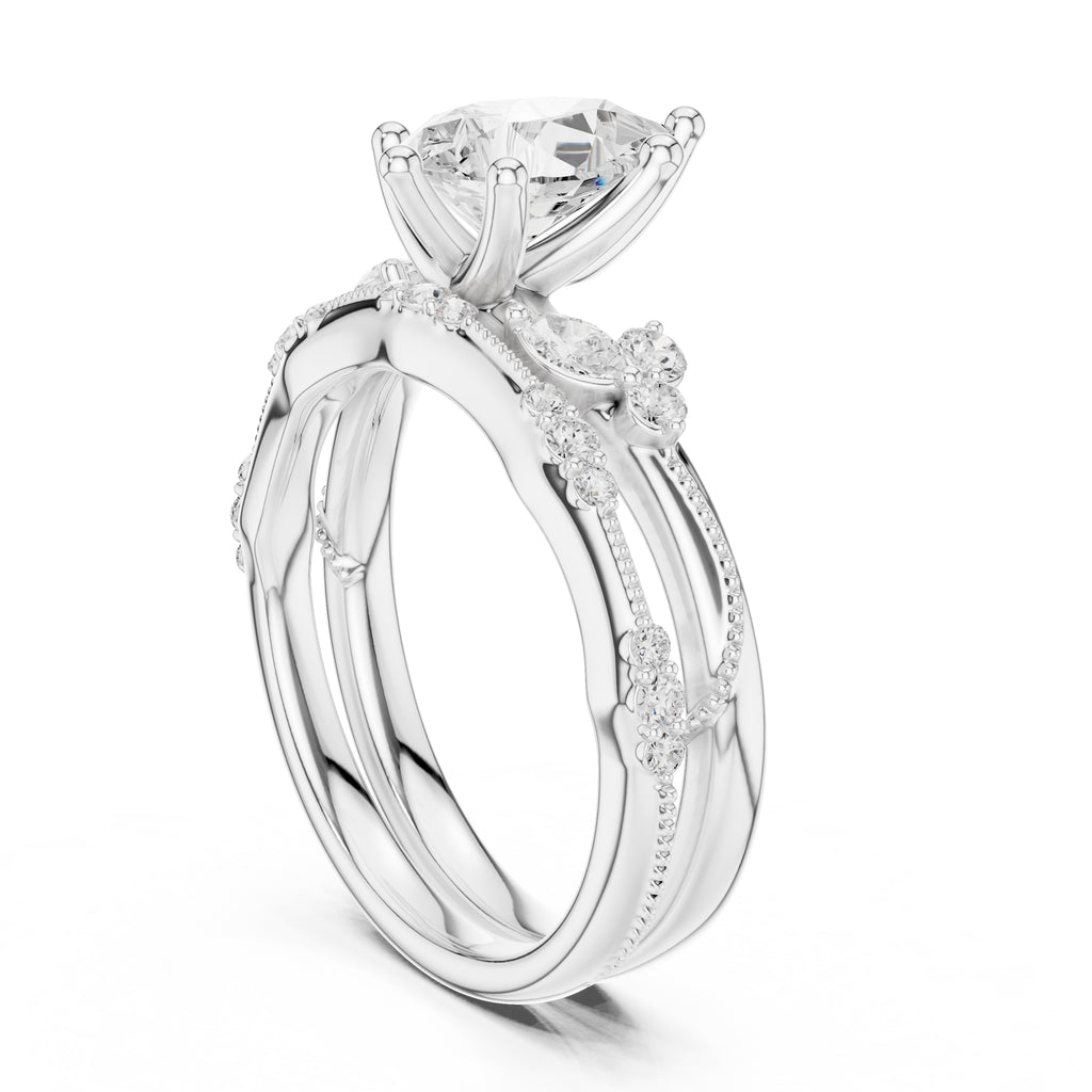 2.00 ct Zenith Cluster Engagement Ring 2ct White Gold Pear