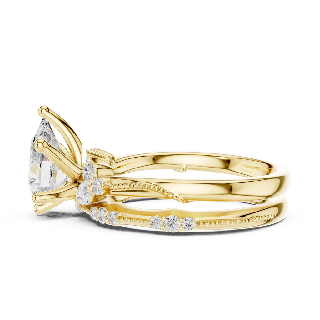 2.00 ct Zenith Cluster Engagement Ring 2ct Yellow Gold Pear