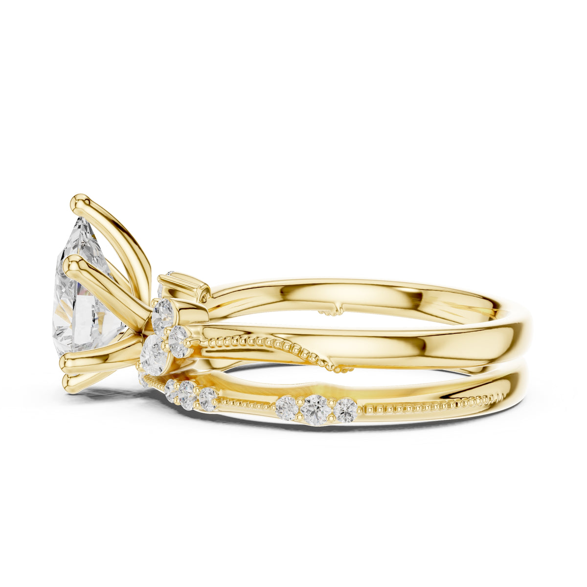 2.00 ct Zenith Cluster Engagement Ring 2ct Yellow Gold Pear