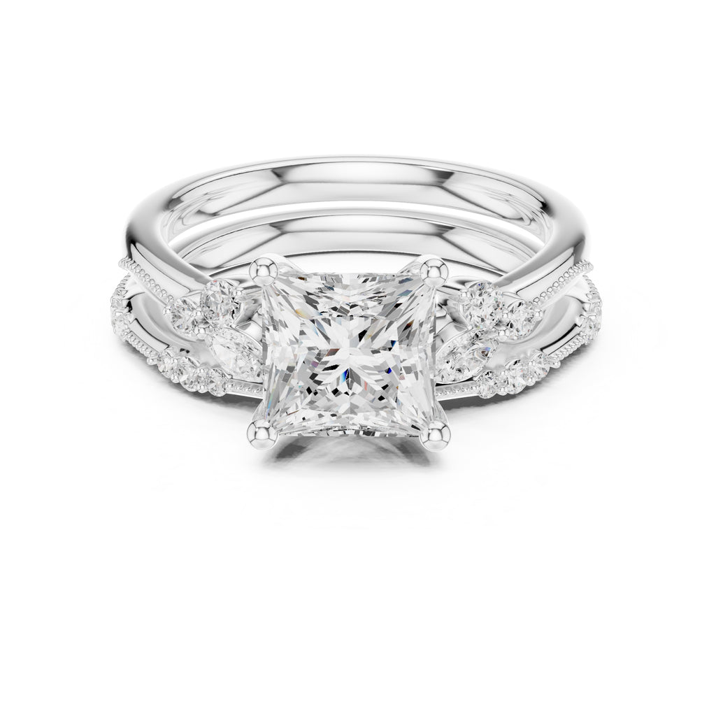 2.00 ct Zenith Cluster Engagement Ring 2ct White Gold Princess