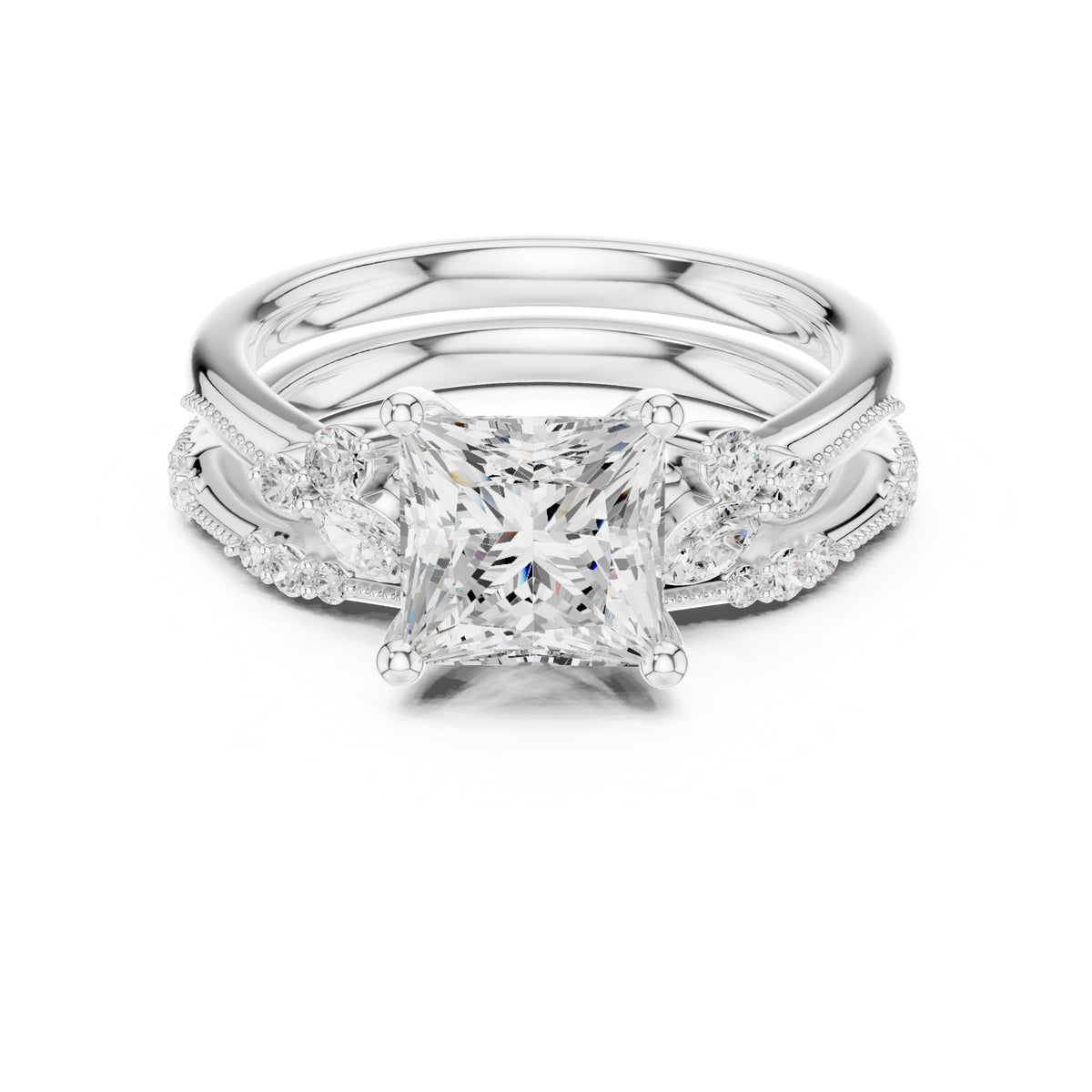 2.00 ct Zenith Cluster Engagement Ring 2ct White Gold Princess