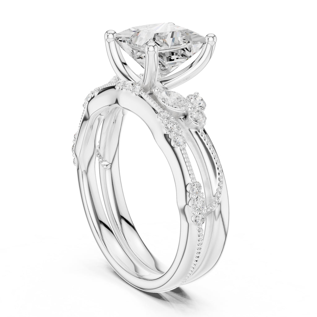 2.00 ct Zenith Cluster Engagement Ring 2ct White Gold Princess