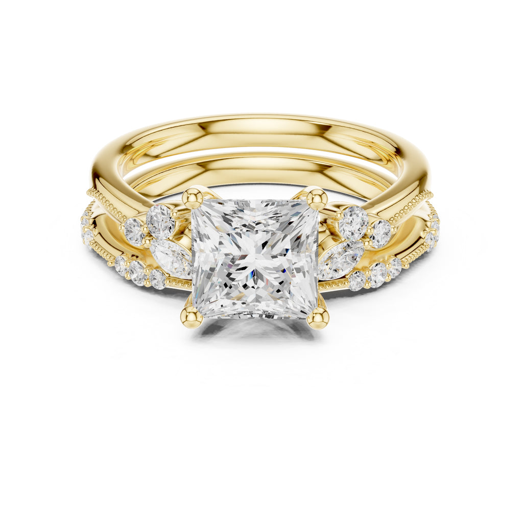 2.00 ct Zenith Cluster Engagement Ring 2ct Yellow Gold Princess