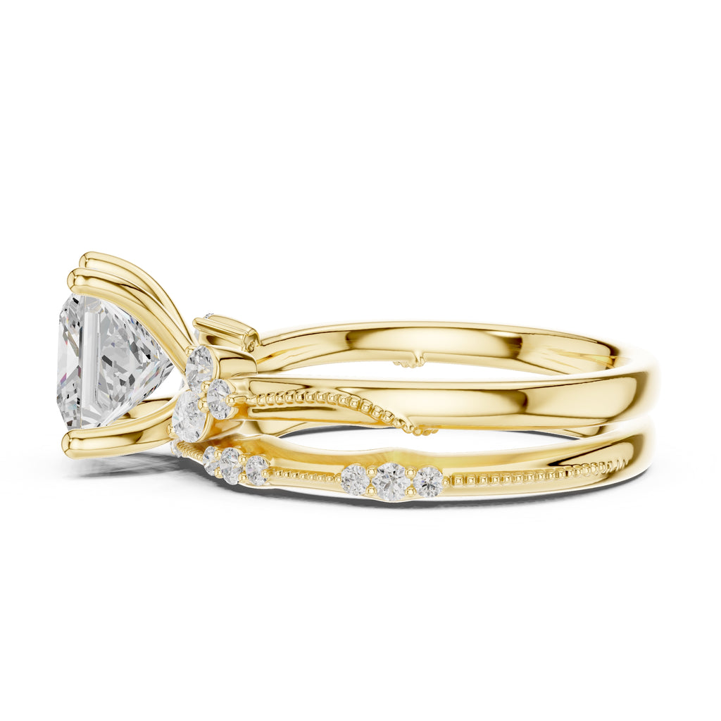 2.00 ct Zenith Cluster Engagement Ring 2ct Yellow Gold Princess
