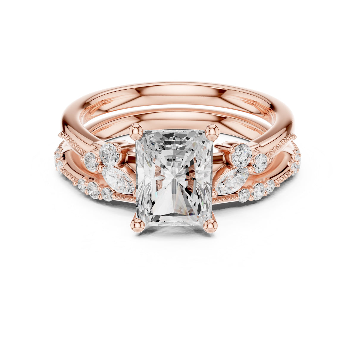 2.00 ct Zenith Cluster Engagement Ring 2ct Rose Gold Radiant