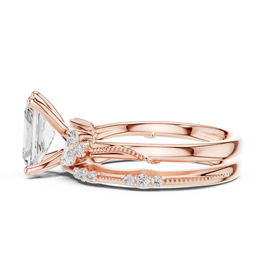 2.00 ct Zenith Cluster Engagement Ring 2ct Rose Gold Radiant