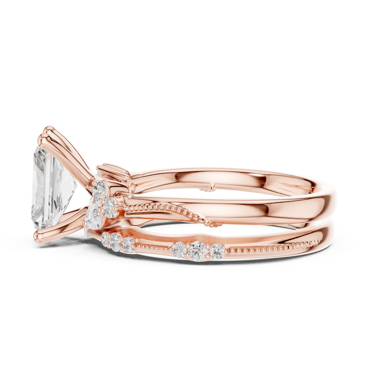 2.00 ct Zenith Cluster Engagement Ring 2ct Rose Gold Radiant