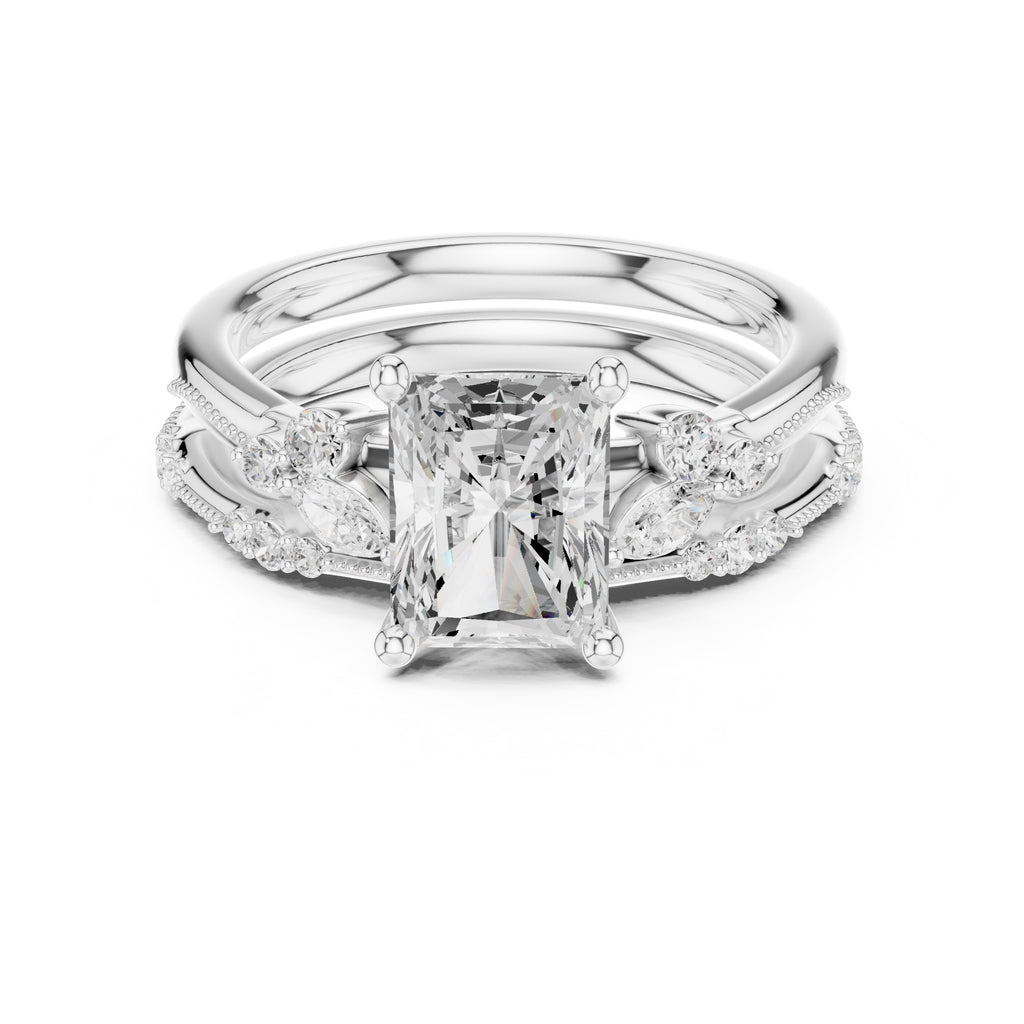 2.00 ct Zenith Cluster Engagement Ring 2ct White Gold Radiant