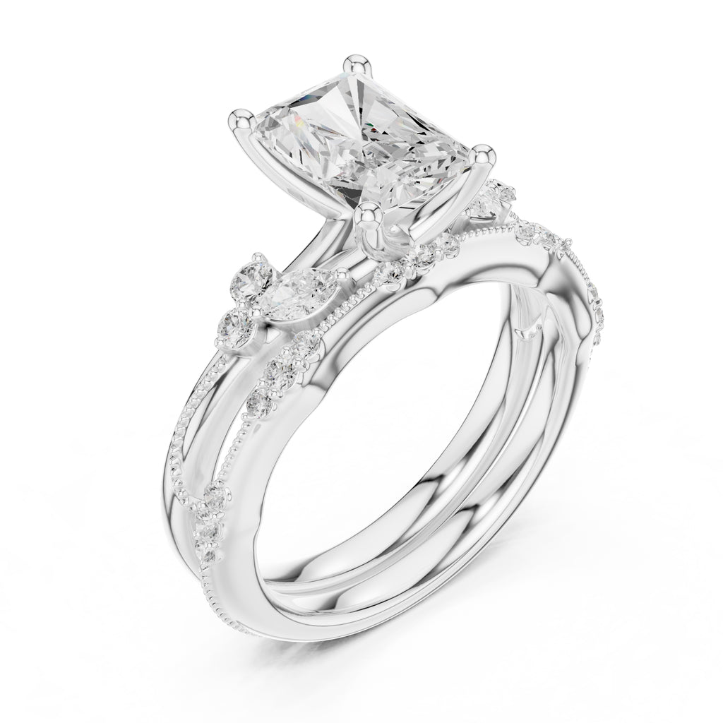 2.00 ct Zenith Cluster Engagement Ring 2ct White Gold Radiant