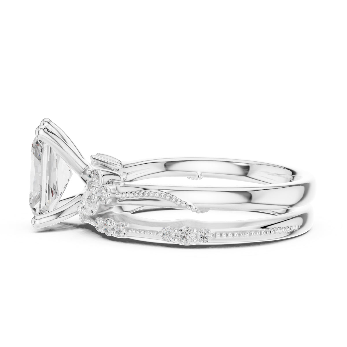 2.00 ct Zenith Cluster Engagement Ring 2ct White Gold Radiant