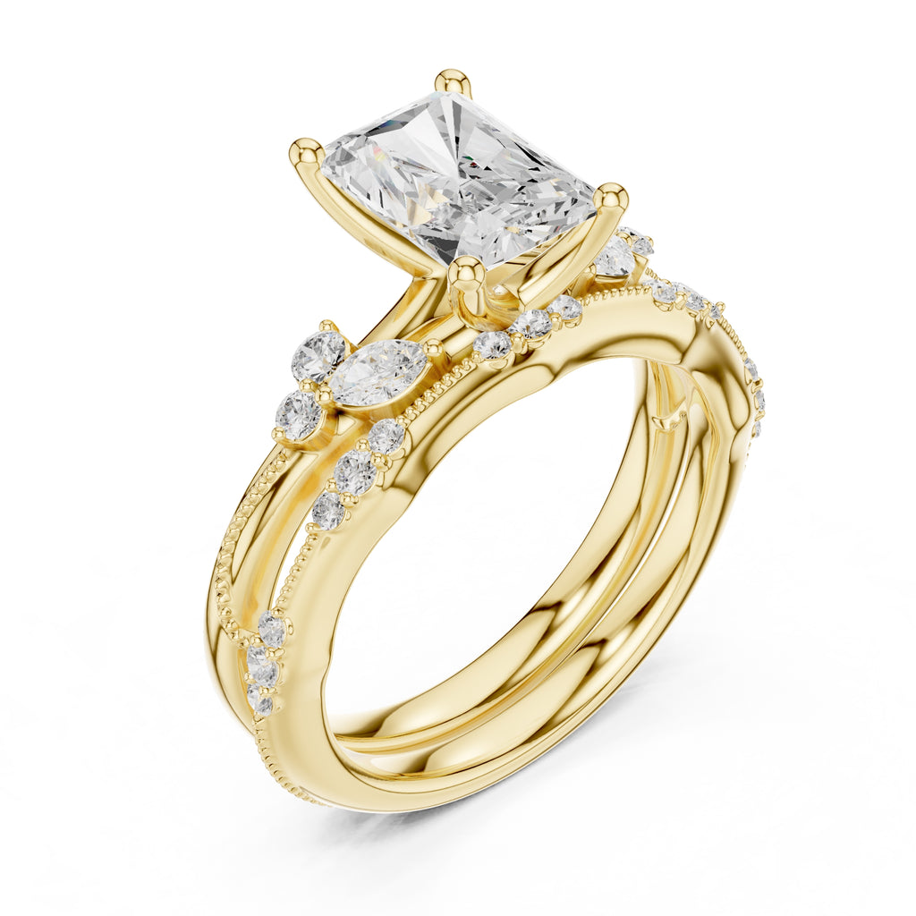 2.00 ct Zenith Cluster Engagement Ring 2ct Yellow Gold Radiant