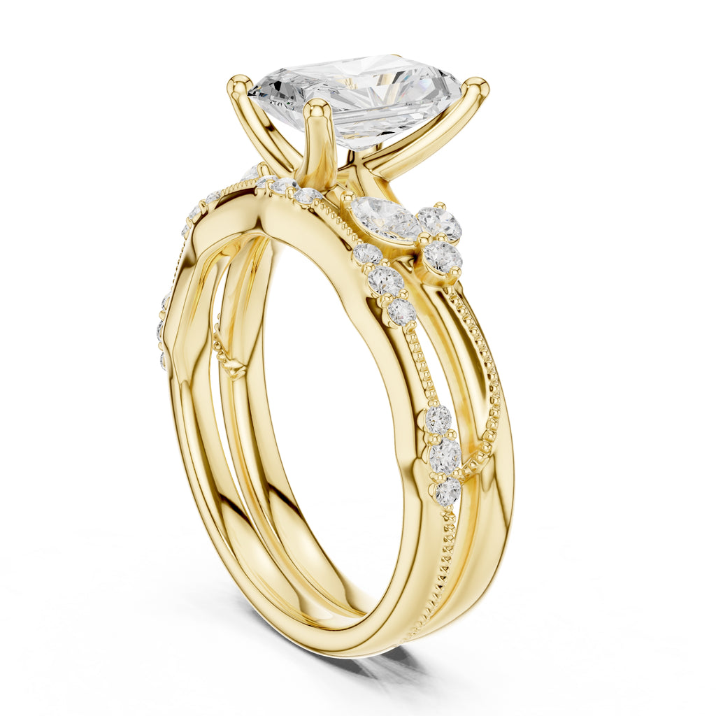 2.00 ct Zenith Cluster Engagement Ring 2ct Yellow Gold Radiant