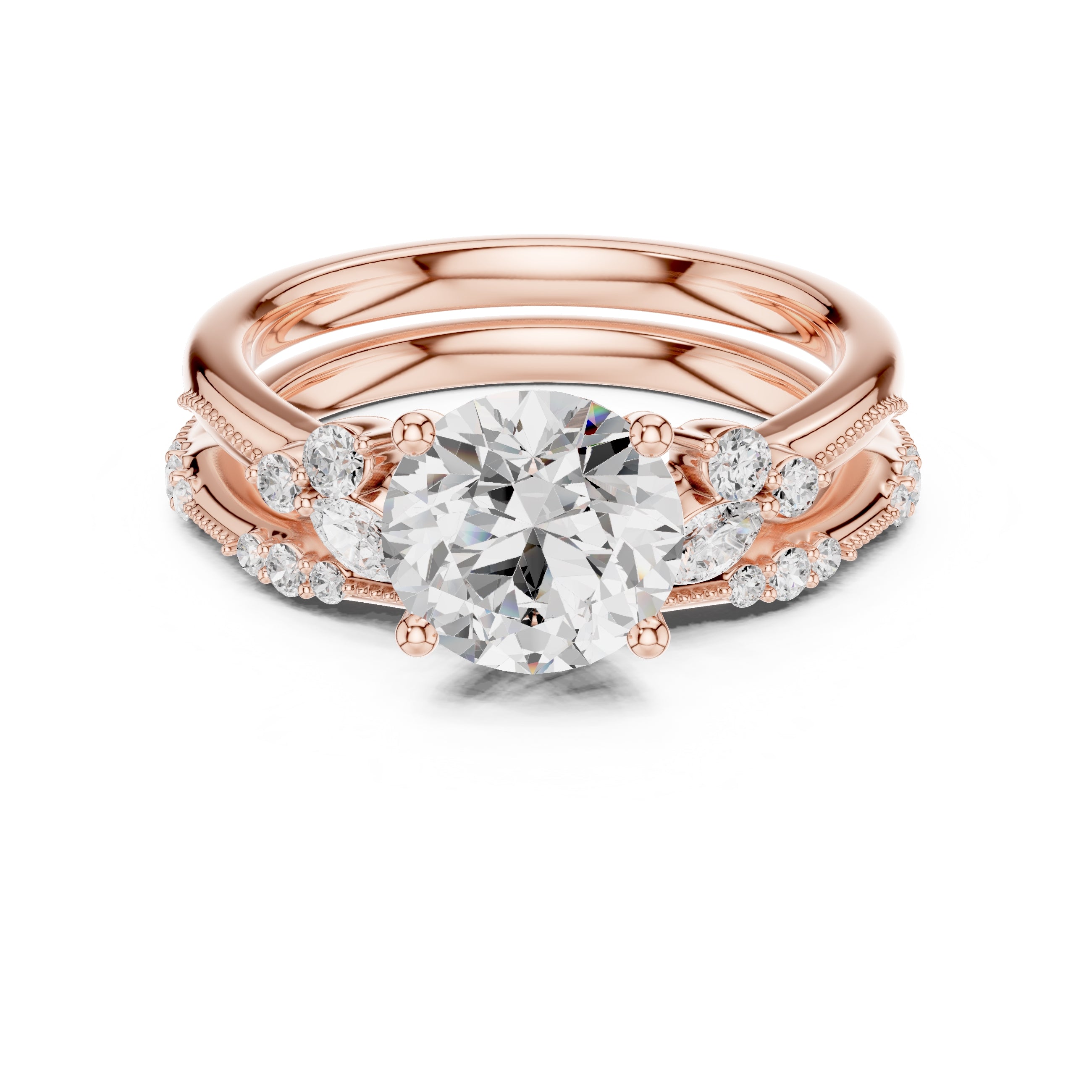 2.00 ct Zenith Cluster Engagement Ring 2ct Rose Gold Round