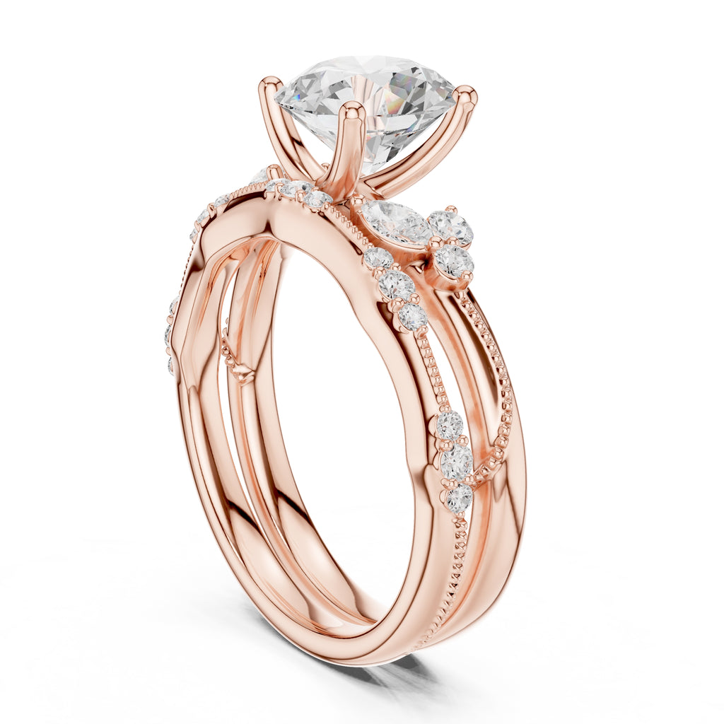 2.00 ct Zenith Cluster Engagement Ring 2ct Rose Gold Round