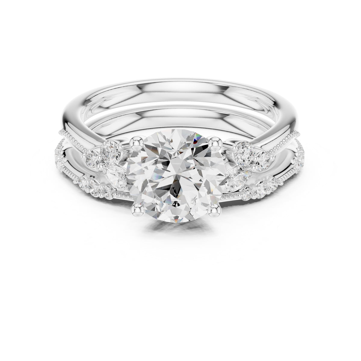 2.00 ct Zenith Cluster Engagement Ring 2ct White Gold Round