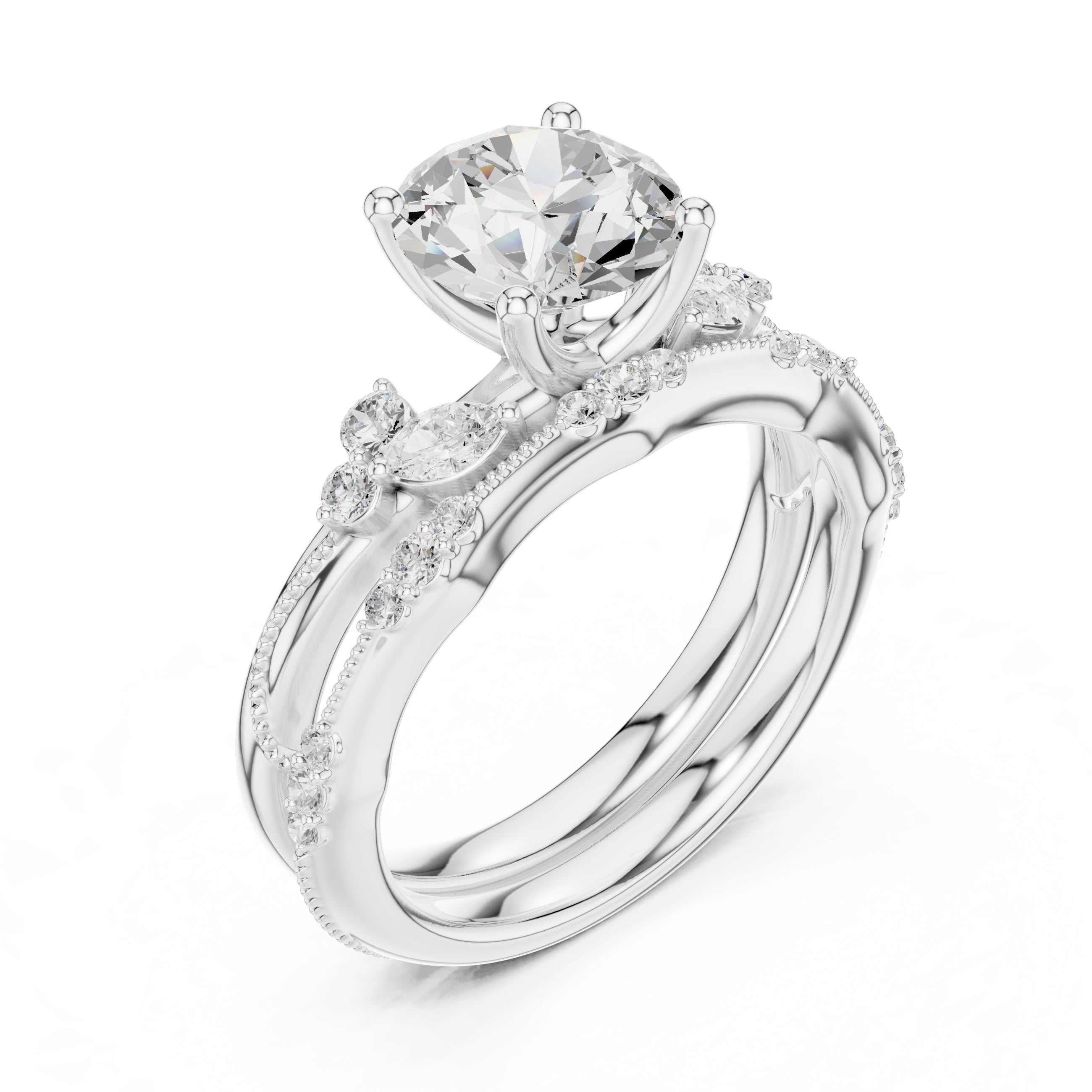 2.00 ct Zenith Cluster Engagement Ring 2ct White Gold Round