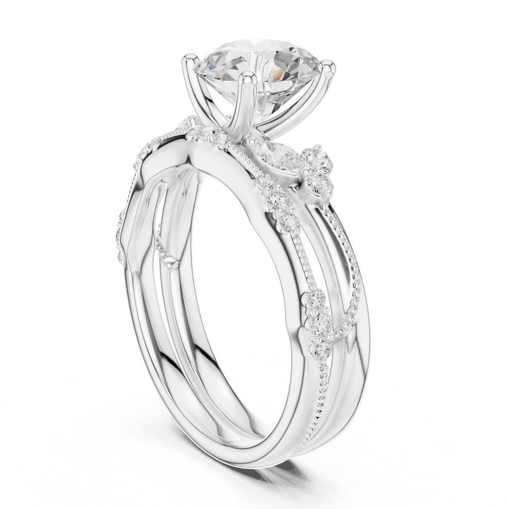 2.00 ct Zenith Cluster Engagement Ring 2ct White Gold Round