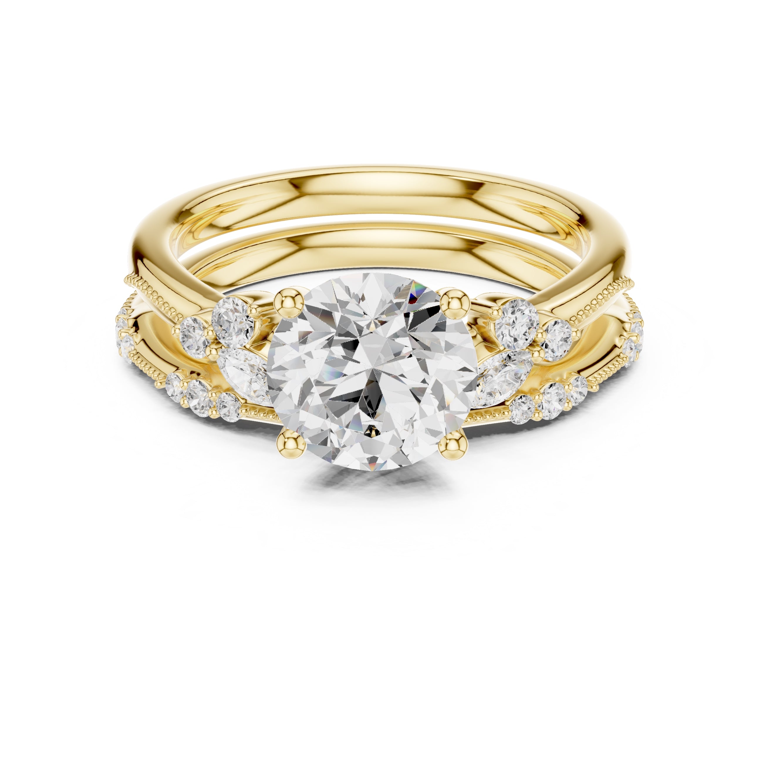 2.00 ct Zenith Cluster Engagement Ring 2ct Yellow Gold Round