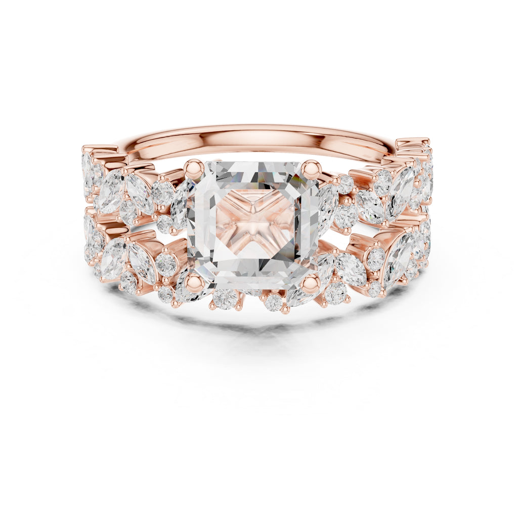 2.00 ct Ethereal Blossom Engagement Ring 2ct Rose Gold Asscher