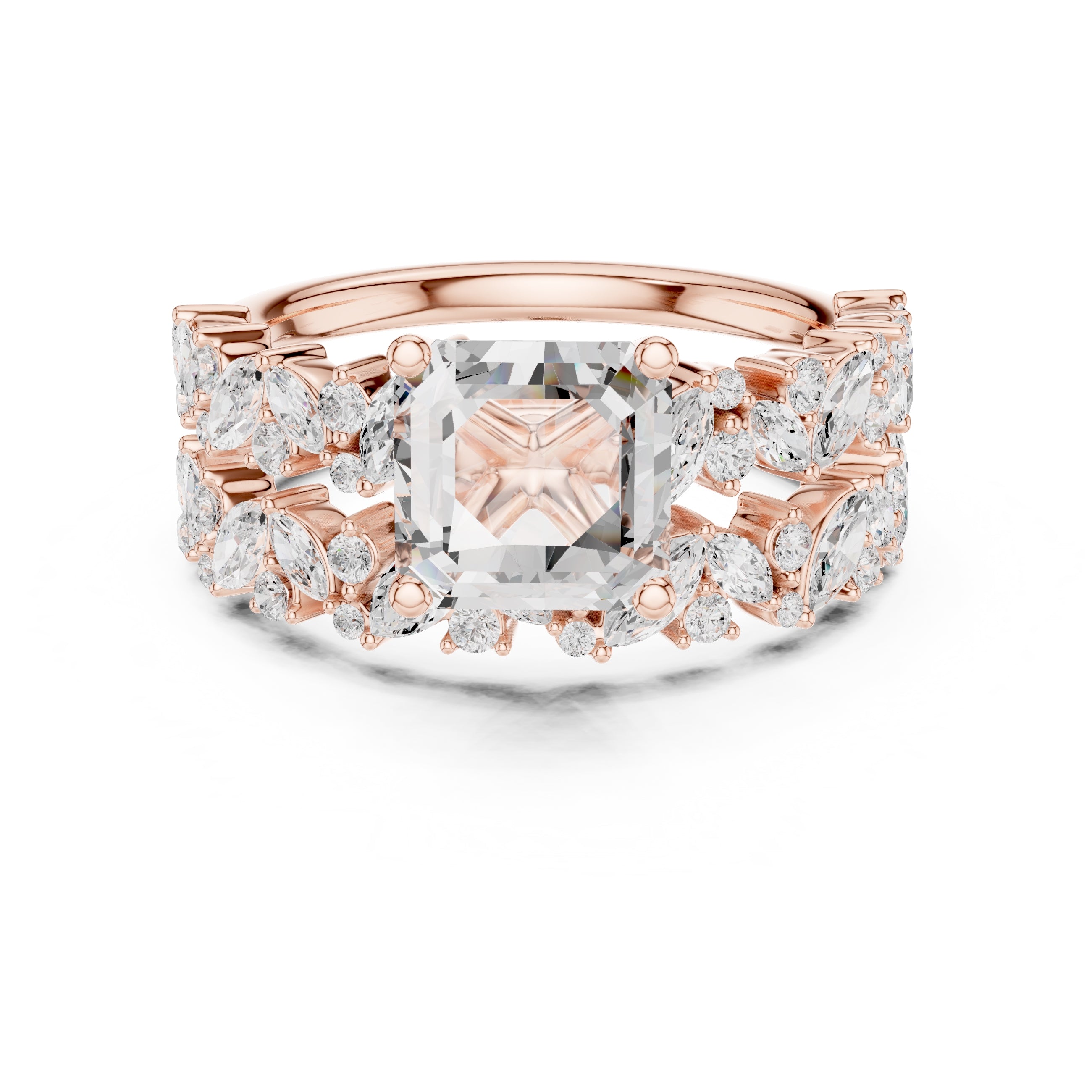 2.00 ct Ethereal Blossom Engagement Ring 2ct Rose Gold Asscher