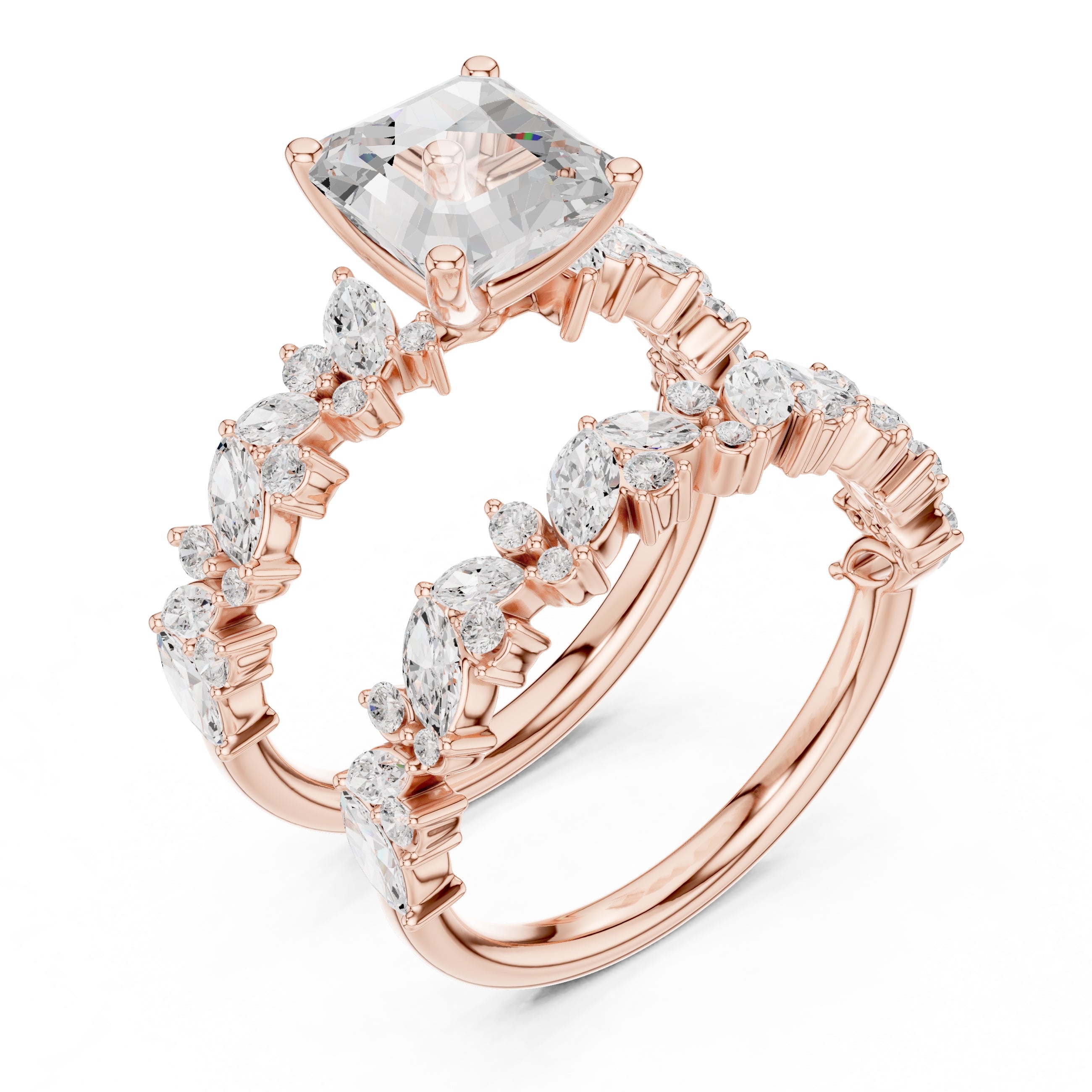 2.00 ct Ethereal Blossom Engagement Ring 2ct Rose Gold Asscher