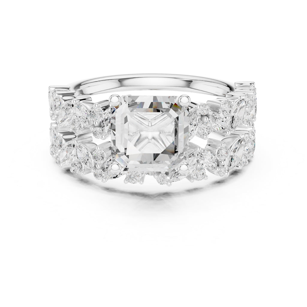 2.00 ct Ethereal Blossom Engagement Ring 2ct White Gold Asscher
