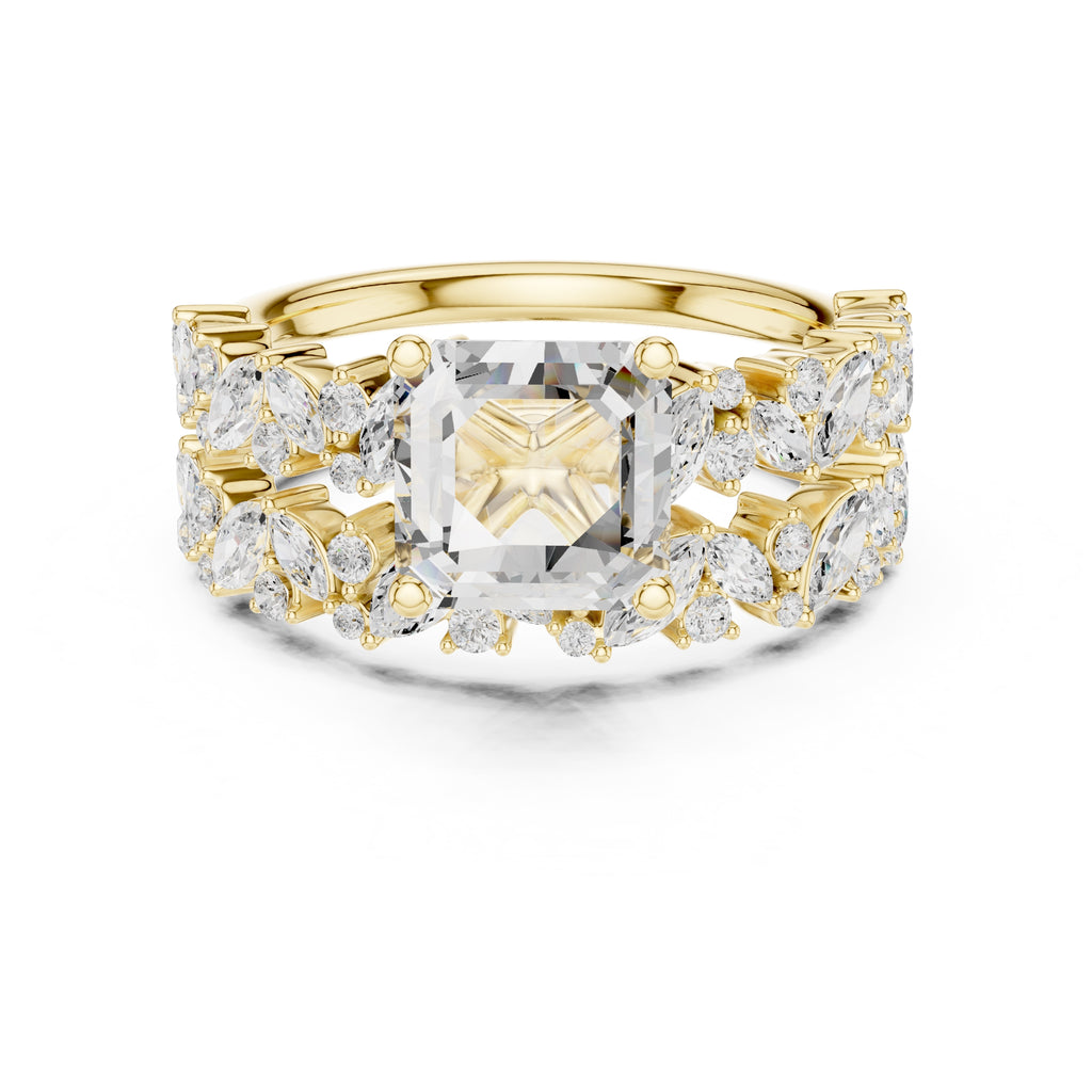 2.00 ct Ethereal Blossom Engagement Ring 2ct Yellow Gold Asscher