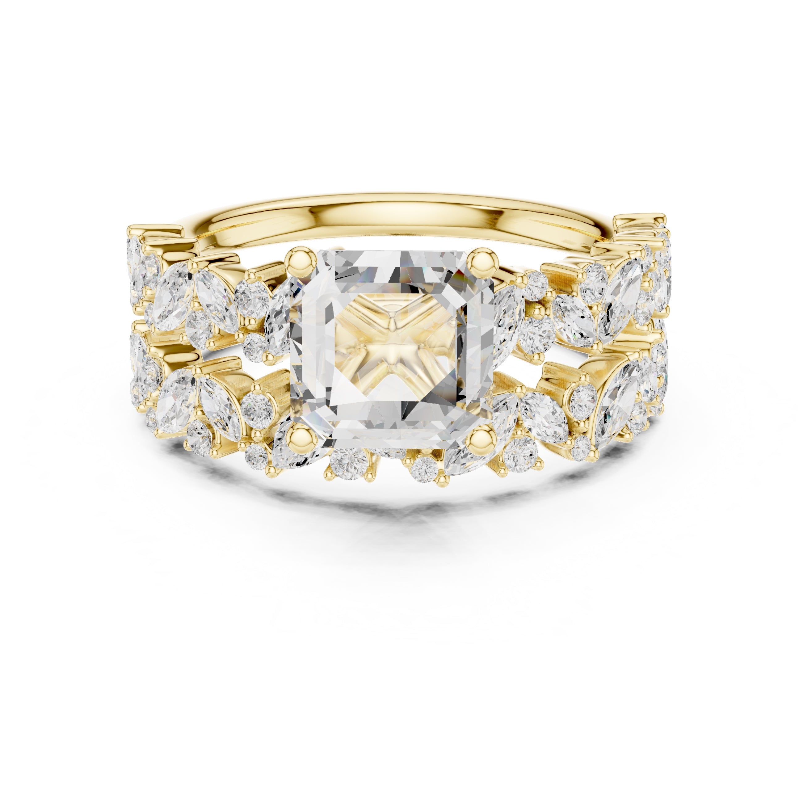 2.00 ct Ethereal Blossom Engagement Ring 2ct Yellow Gold Asscher