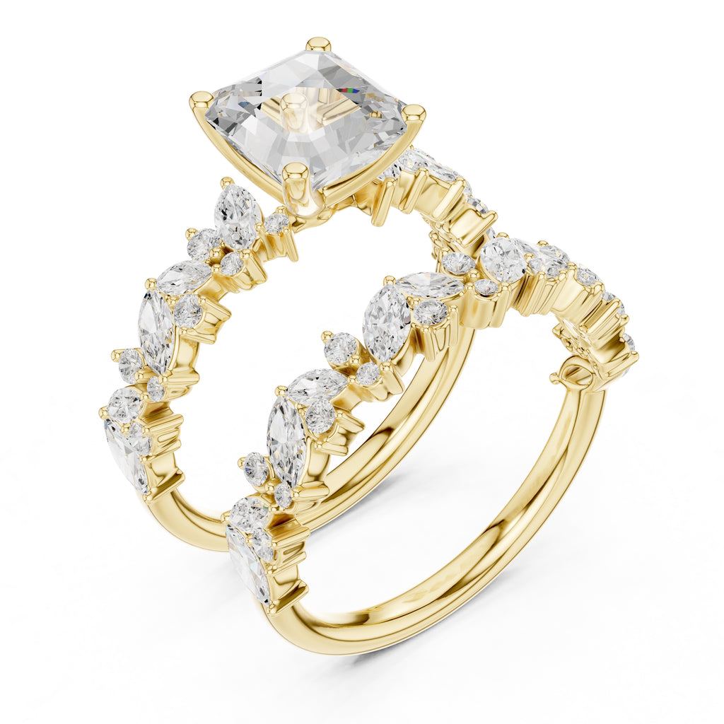 2.00 ct Ethereal Blossom Engagement Ring 2ct Yellow Gold Asscher