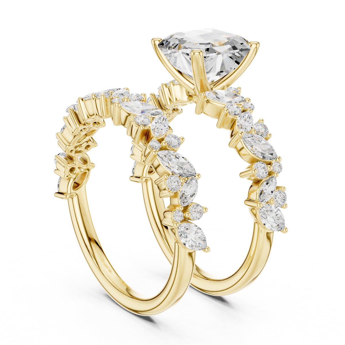 2.00 ct Ethereal Blossom Engagement Ring 2ct Yellow Gold Asscher