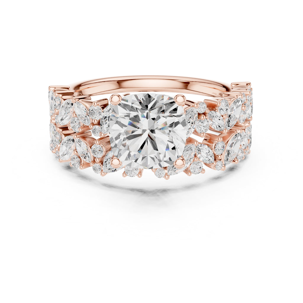 2.00 ct Ethereal Blossom Engagement Ring 2ct Rose Gold Cushion