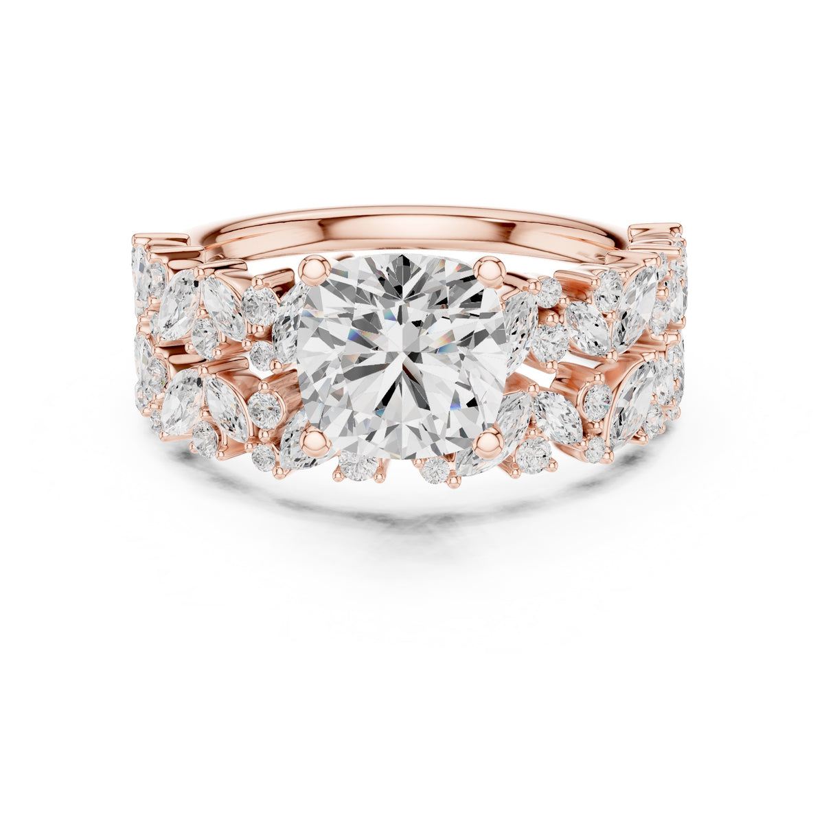 2.00 ct Ethereal Blossom Engagement Ring 2ct Rose Gold Cushion