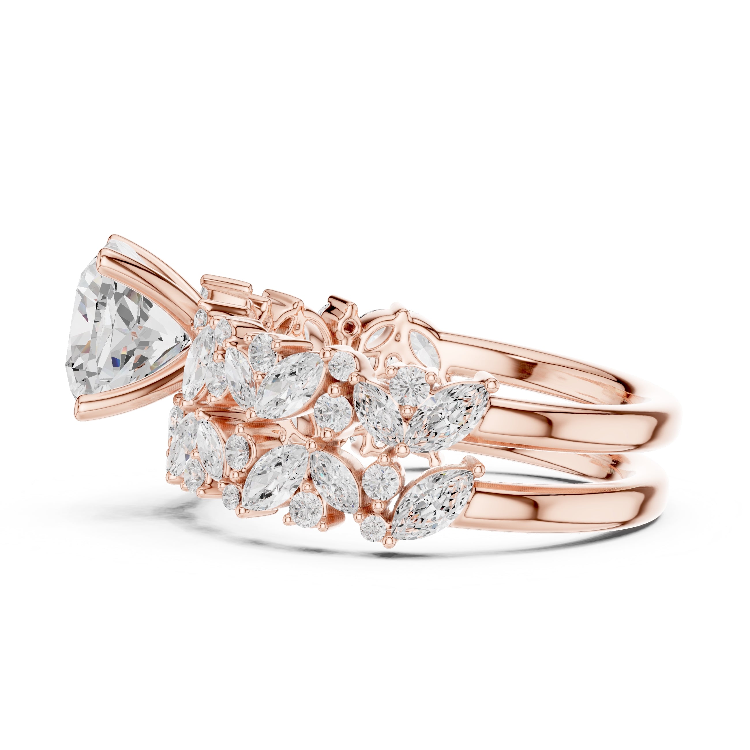 2.00 ct Ethereal Blossom Engagement Ring 2ct Rose Gold Cushion