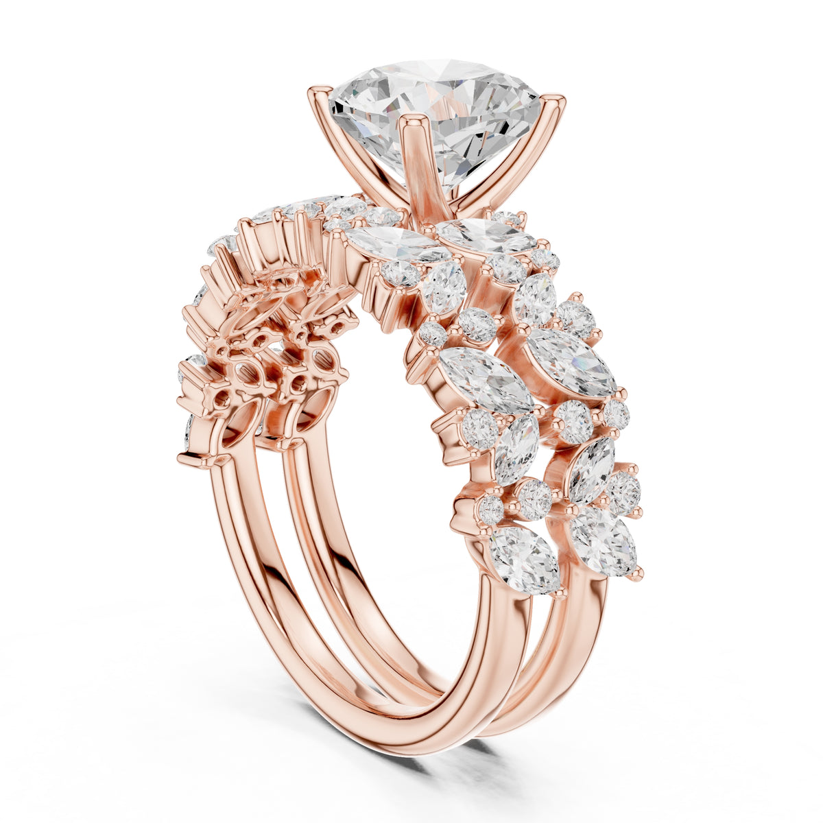2.00 ct Ethereal Blossom Engagement Ring 2ct Rose Gold Cushion