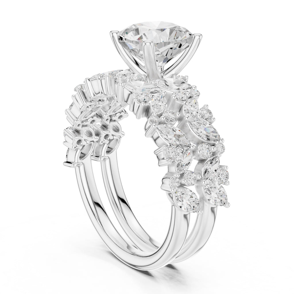 2.00 ct Ethereal Blossom Engagement Ring 2ct White Gold Cushion