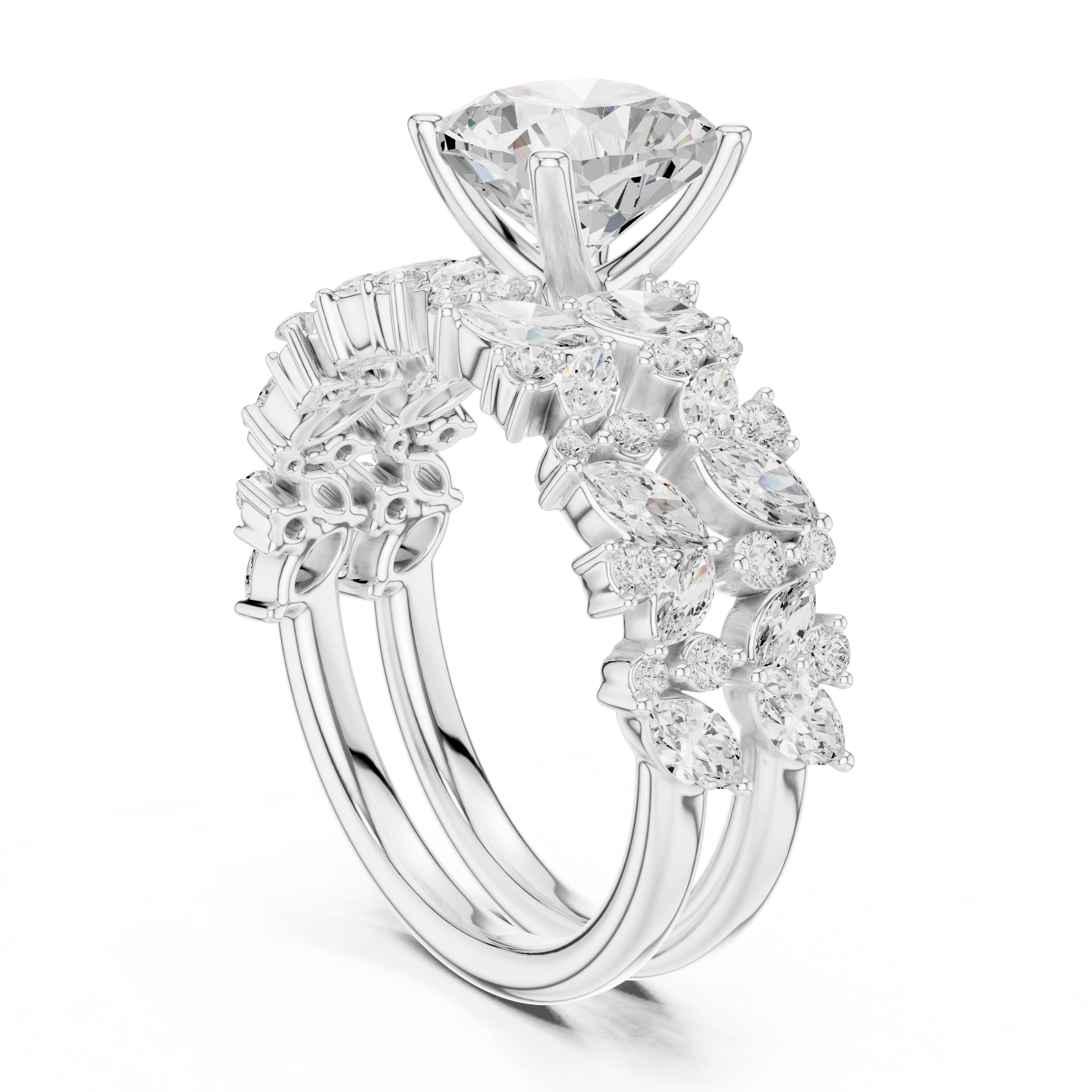 2.00 ct Ethereal Blossom Engagement Ring 2ct White Gold Cushion