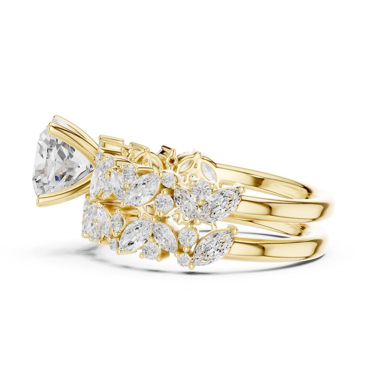 2.00 ct Ethereal Blossom Engagement Ring 2ct Yellow Gold Cushion