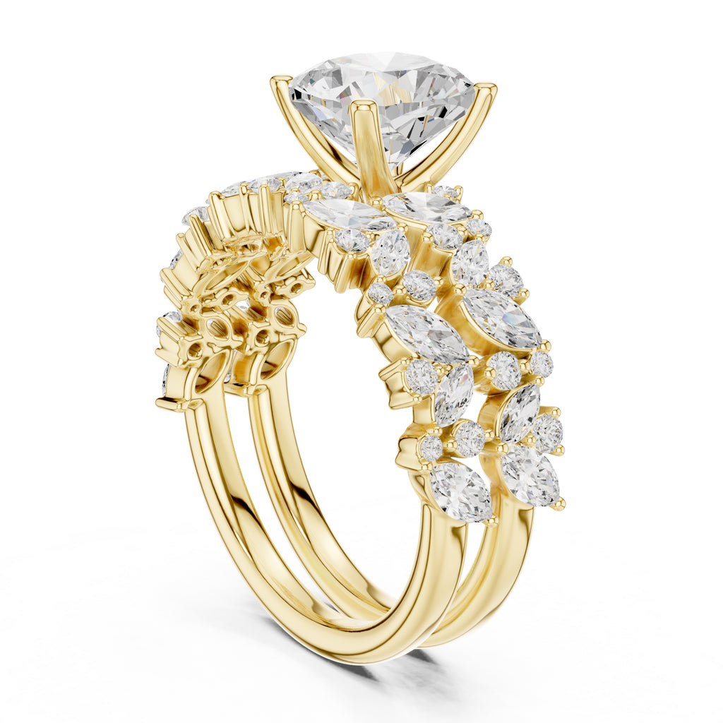 2.00 ct Ethereal Blossom Engagement Ring 2ct Yellow Gold Cushion